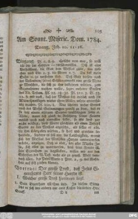 Am Sonnt. Miseric. Dom. 1784. Evang. Joh. 10, 11 - 16.