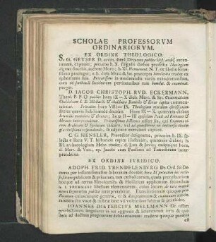 Scholae Professorvm Ordinariorvm.