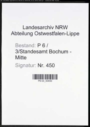 Heiratsregister Standesamt Bochum-Mitte