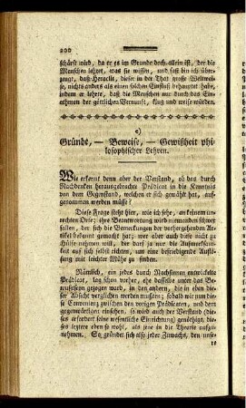 e) Gründe, - Beweise, - Gewißheit philosophischer Lehren.