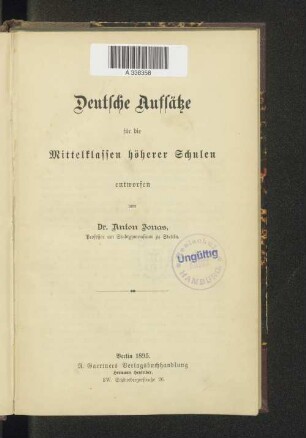 Deutsche Aufsätze für die Mittelklassen höherer Schulen