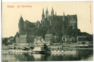 Meißen. Albrechtsburg mit Elbe und Dampfer Bodenbach