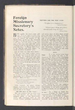 Foreign missionary secretary's notes