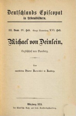 Michael von Deinlein, Erzbischof von Bamberg