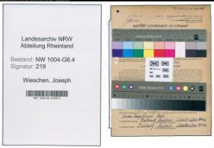 Entnazifizierung Joseph Wieschen , geb. 16.09.1900 (Arbeiter)
