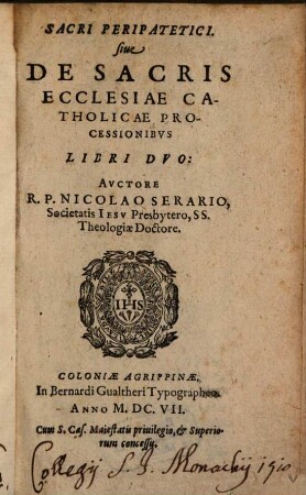 Sacri peripatetici, sive de sacris ecclesiae catholicae processionibus libri duo