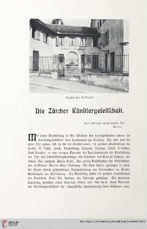 Die Zürcher Künstlergesellschaft