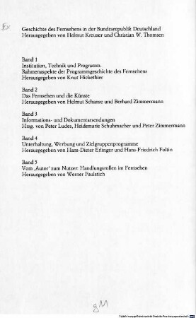 Institution, Technik und Programm: Rahmenaspekte der Programmgeschichte des Fernsehens