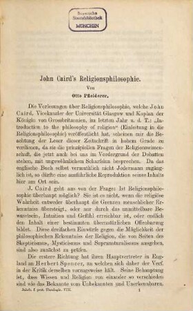 Jahrbücher für protestantische Theologie. 8. 1882