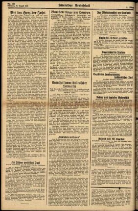 Zweite Ausgabe vom Mittwoch, den 21. August 1940.