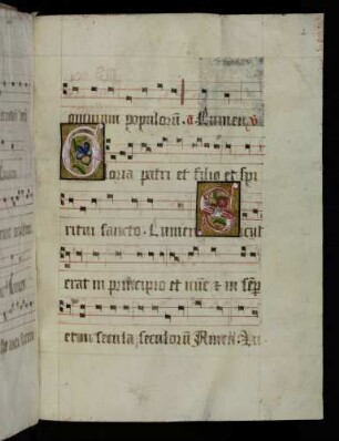 Zierinitialen: G(loria); S(icut)