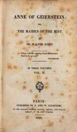 Anne of Geierstein, or, the maiden of the mist : in three volumes, 2