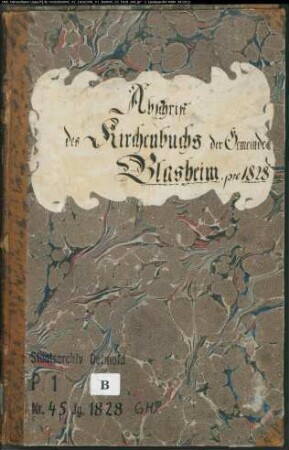 Kirchenbuchduplikate der evangelischen Gemeinde Blasheim, Kreis Lübbecke (GHT 1828) (Gemeinde: Evangelische Gemeinde Blasheim, Kreis Lübbecke)