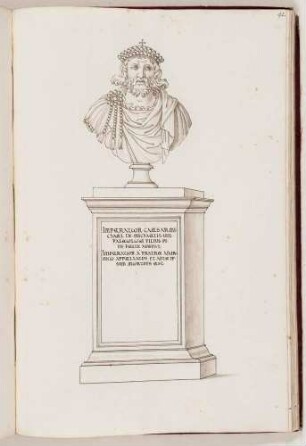 Bildnisbüste des byzantinischen Kaisers Michael IX., in: Series continuata omnium Imperatorum [...], Bd. 3, Bl. 92