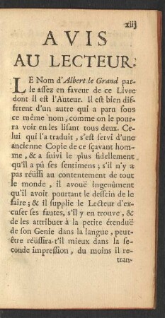 Avis Au Lecteur