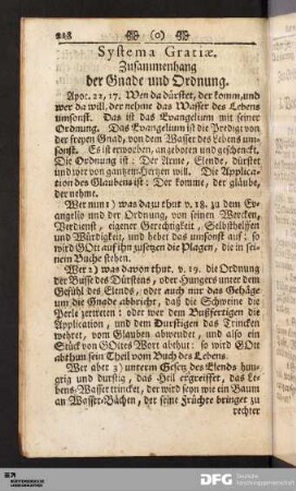 Systema Gratiæ. Zusammenhang der Gnade und Ordnung.