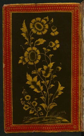 Buchschmuck: Blumen auf hinterem Spiegel