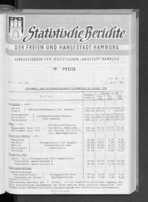 Erzeuger- und Großhandelspreise in Hamburg im Januar 1964 : Lfd. Nr. 12