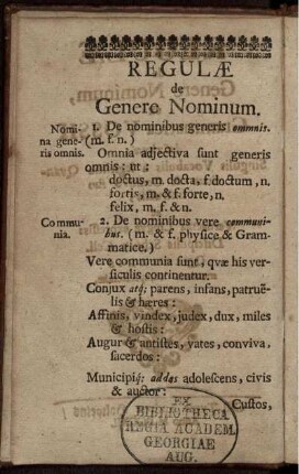 Regulae de Genere Nominum.