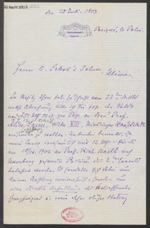 Brief an B. Schott's Söhne : 28.07.1903