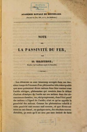 Note sur la passivité du fer