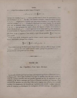 Note III. Sur l'équilibre d'une ligne élastique.