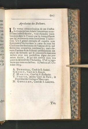 Aprobation des Docteurs.