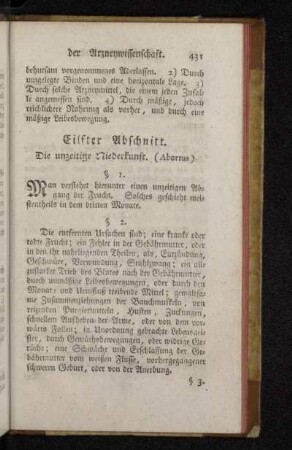 Eilfter Abschnitt. Die unzeitige Niederkunft. (Abortus)