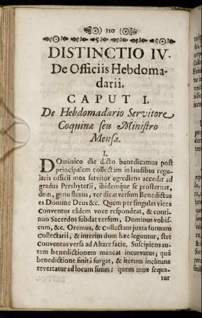 Distinctio IV. De Officiis Hebdomadarii.