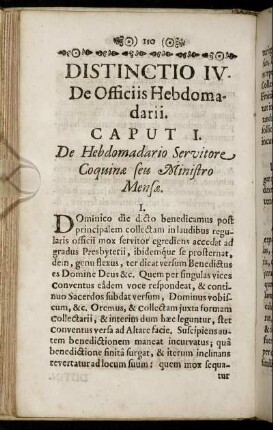Distinctio IV. De Officiis Hebdomadarii.