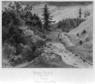 Hügelige Landschaft : Hügelige Landschaft. Aquarell; 15 x 20,8 cm (vor 1905; E. Leonhardi). Freiberg: Stadt- und Bergbaumuseum 59/61