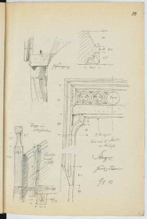 Haus zum Löwen, Steyr: Details (aus: Skizzen- und Fotoalbum 21)