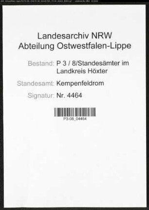 Sterberegister Standesamt Kempenfeldrom