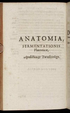 Anatomia, Fermentationis Platonicae