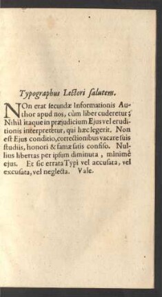 Typographus Lectori salutem.
