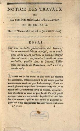 Essai sur une maladie plethorique des Ormes