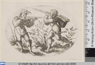 Zwei kämpfende Männer (Hand- und Wallbüchsenmacher) mit Gewehren