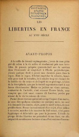 Les libertins en France au XVIIe siècle