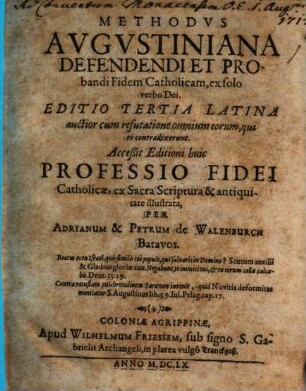 Methodus augustiniana defendi fidem catholicam