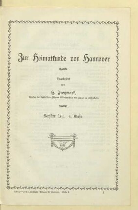 Zur Heimatkunde von Hannover