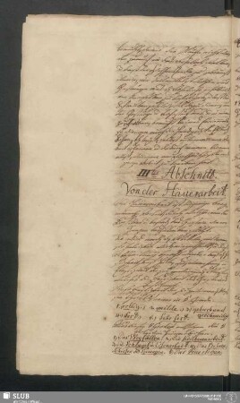 IIIter Abschnitt. Von der Häuerarbeit