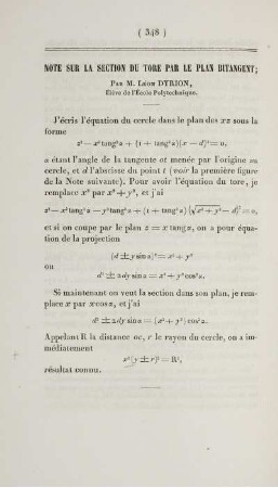 Note sur la section du tore par le plan bitangent.