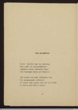 Die Schmiede : [SW I: keine Sigle]; [SW I, S. 58/122]