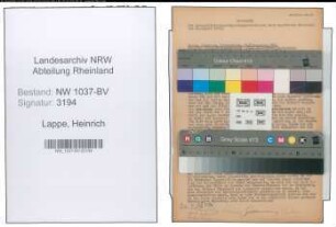 Entnazifizierung Heinrich Lappe , geb. 09.02.1896 (Kaufmaennischer Angestellter)