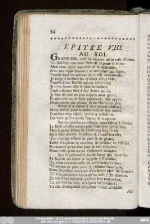 Epitre VIII. Au Roi.