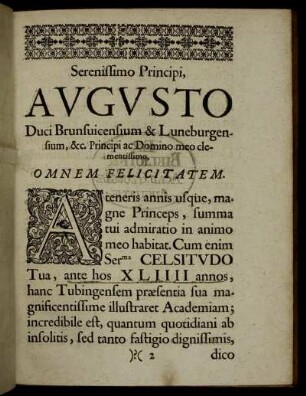 Serenissimo Principi, Augusto Duci Brunsvicensium & Luneburgensium ...