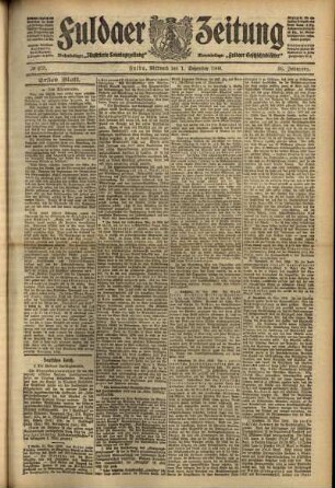 Erste Ausgabe vom Mittwoch, den 01. Dezember 1909.