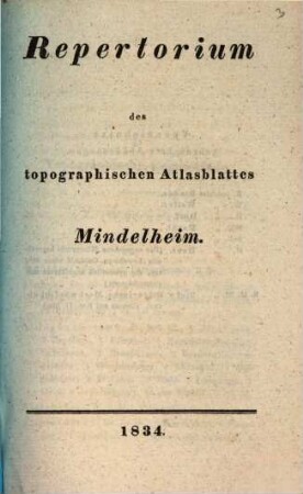 Repertorium des topographischen Atlasblattes Mindelheim