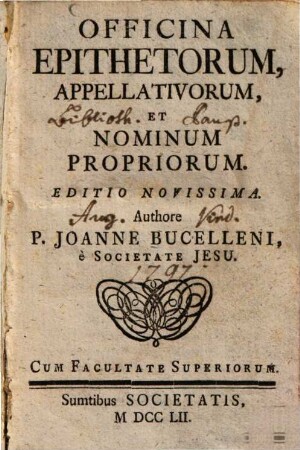Officina Epithetorum, Appellativorum, Et Nominum Propriorum