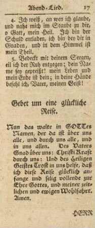 Gebet um eine glückliche Reise